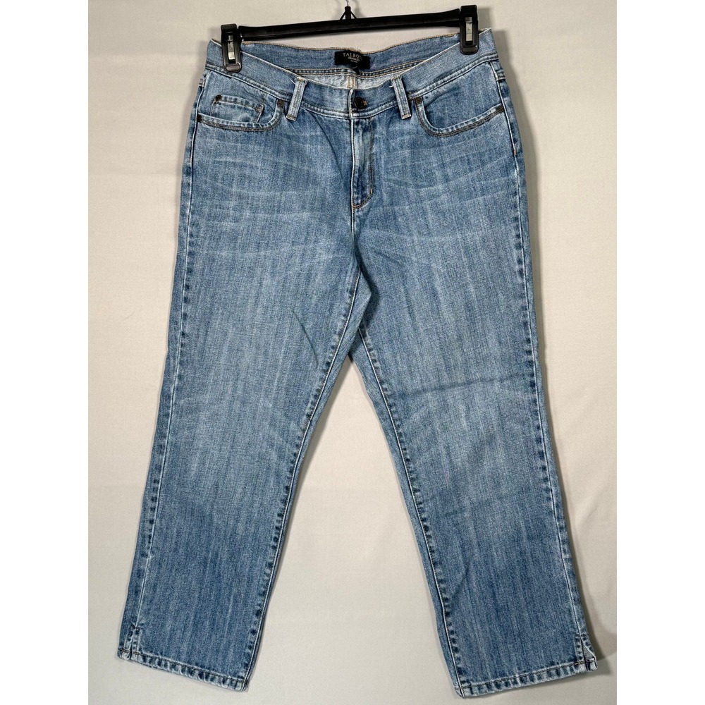 TALBOTS Petite 12P Blue Wash Denim Straight‎ Leg Crop Jeans Women